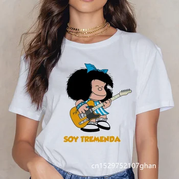 La mujer T-camisa de Mafalda de dibujos animados de Moda de Impresión T-shirt Casual de Damas Harajuku Gráfico T-shirt de Manga Corta Kawaii Camiseta Mujer