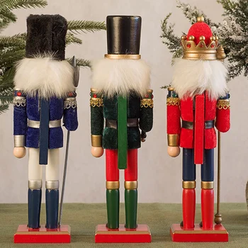 La navidad Artesanías de Madera 38CM Cascanueces Soldado Forma de Títeres Regalo de Navidad Decoración 50182