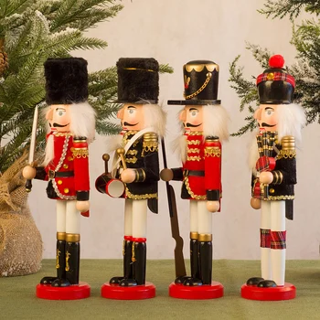 La navidad Artesanías de Madera 38CM Cascanueces Soldado Forma de Títeres Regalo de Navidad Decoración