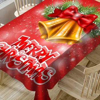 La navidad Bell Impreso en 3D Patrón Rectangular Manteles de Navidad de Parte de Picnic a prueba de Polvo Mesa Cubierta de Tela de Té de la Mesilla de noche Mat