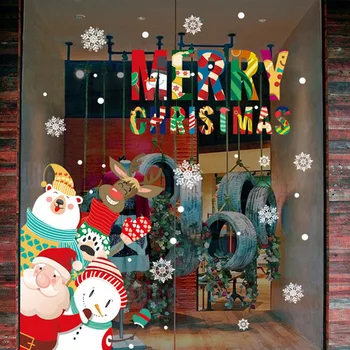 La navidad Colgante y Colocar los Adornos de Navidad elk adornos que cuelgan de la pared pegatinas de ventana de la decoración de la Navidad de santa 2 piezas/set