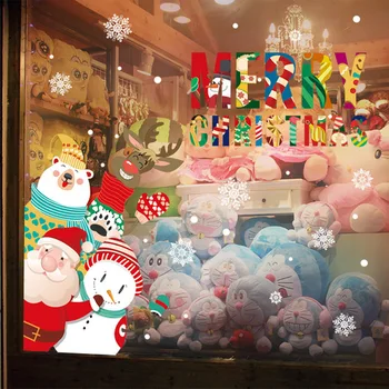 La navidad Colgante y Colocar los Adornos de Navidad elk adornos que cuelgan de la pared pegatinas de ventana de la decoración de la Navidad de santa 2 piezas/set