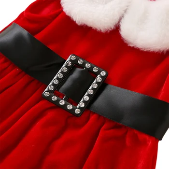 La navidad de las Niñas Vestido con Cinturón de Otoño Invierno de Bebé Ropa de Terciopelo Bebé Vestido de Fiesta de la Colmena de Santa Niño de Navidad Traje de Q30