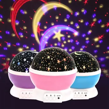La novedad Luminoso Juguetes Romántico Cielo Estrellado de Noche LED de Luz del Proyector de la Batería USB Luz de la Noche de la Bola Creativo de los Niños Regalos de Cumpleaños