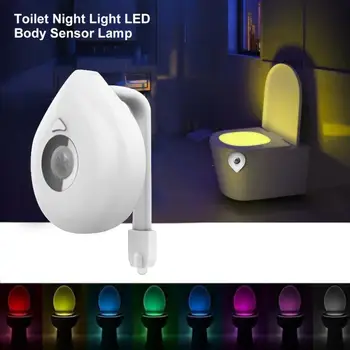 La nueva Smart Sensor de Movimiento PIR Asiento de Inodoro Luz de la Noche 8 Colores Impermeable de la luz de fondo De la taza de Inodoro LED Lámpara de baño cuarto de Baño de Luz 19256