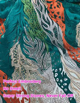 La parte superior de la clase de Corea del Encaje fantástico suave Africana de encaje francés de coser Suizo Buba tela para la celebración de la aso ebi 5 metros de alta calidad