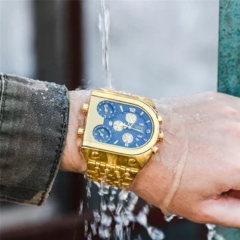 La parte superior de la Marca TEMEITE Grandes Relojes de Cuarzo de los Hombres Militares Impermeable de Negocios reloj de Pulsera de Lujo de Oro de Acero Macho Reloj Relogio Masculino
