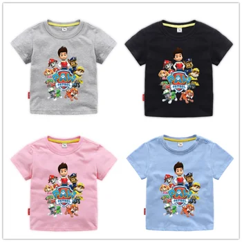 La pata de la Patrulla de la Nueva 2020 de las Niñas Ropa de Bebé de la Primavera Verano Transpirable de Algodón T-shirt para Niños de Manga Corta Traje de ropa de Niños