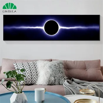 La Pintura abstracta sobre Lienzo de Gran Tamaño de la Luna Negro de la Pintura Dormitorio Sala de estar Decoración de Espacio de los Rayos de Luz Solar Eclipse Carteles