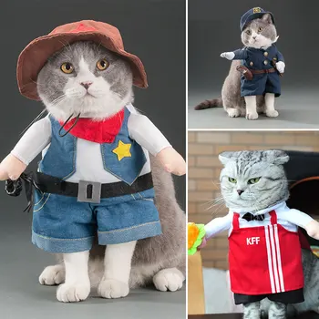 La primavera y el Otoño mascota disfraz de gato lindo divertido gracioso divertido disfraz de gato y de perro de la ropa stand juego de disfraces estéreo