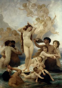 La Reina Del Amor de William Adolphe Bouguereau Nacimiento De Venus obras de Arte Pintura, Impresión de la Lona de Arte de Pared de la Decoración de envío de la Gota