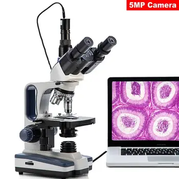 La universidad Microscopio Biológico de los Veterinarios Clínicos--SWIFT 40X-2500X LED Digital Laboratorio de Trinocular Microscopio Compuesto con Cámara de 5MP