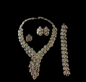 LAN PALACIO de áfrica conjuntos de joyas de fijación de color del color del oro de las señoras de cristal de la joyería de los pendientes del collar anillo de pulsera de envío libre