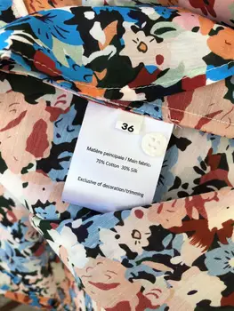 Las mujeres de la Impresión Floral de Manga Larga de la Camisa de Seda de Algodón Romántico francés Gire hacia abajo de Collar Casual Blusa de 2020 Principios de la Primavera