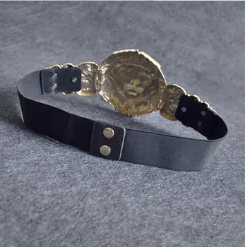 Las mujeres de la pista de moda león de oro de la hebilla elástica Cummerbunds femenino Vestido de Corsé de Cintura Cinturones de decoración cinturón ancho R1382