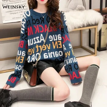 Las Mujeres De Punto Suéter De Lana Y Pullovers Coreano Estilo De La Moda Puente De Suéteres De Invierno Y Otoño 2019 Tapas Nuevas