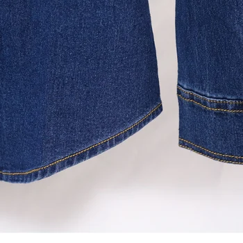 Las Mujeres Del Dril De Algodón Blusa Superior De La Capa De 2019 Otoño Camisas De Las Señoras Hembra Azul De Manga Larga Jaqueta Feminina Chaqueta Slim Jeans Blusas Tops