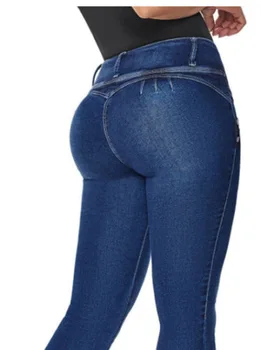 Las mujeres del Tramo de Mezclilla Skinny Vaqueros Slim Tope de Elevación Lápiz Pantalones de Cintura Alta Pantalones Vaqueros