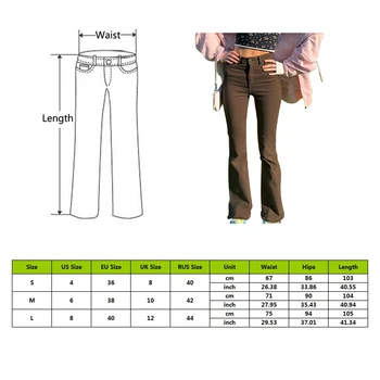 Las Mujeres Flare Jeans Pantalones Vintage Marrón Básico De Mezclilla De La Calle Harajuku Tramo De Corredores De Pantalones De Algodón De La Moda De Cintura Alta