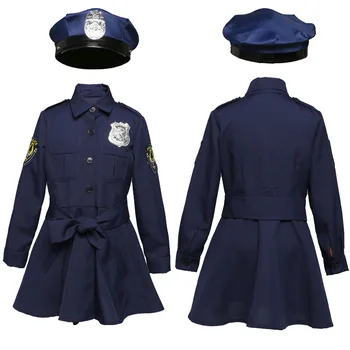 Las niñas oficial de la Policía de traje de cosplay de halloween para niña de Carnaval, disfraces Encantadores de la Policía de Uniforme de las Niñas Slim de la Policía de la Falda
