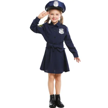 Las niñas oficial de la Policía de traje de cosplay de halloween para niña de Carnaval, disfraces Encantadores de la Policía de Uniforme de las Niñas Slim de la Policía de la Falda