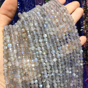 LE SKY Pequeñas Perlas Naturales de Cuentas de Piedra Labradorita 2mm 3mm 4mm Sección Suelta Perlas para la Joyería del Collar de la Pulsera DIY