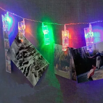 LED Colgante de la Imagen de la Foto Clips de Clavijas Brillante Cadena de Luz de la Lámpara de Interior, fiesta,boda decoración cálida multicolor 10/20/30 bombillas