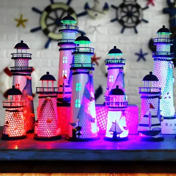 LED de la Torre de Hierro Titular de la Vela de estilo Mediterráneo Faro Forjado de Vacaciones de Velas en Casa con la luz de la Fiesta de la Boda Decoración