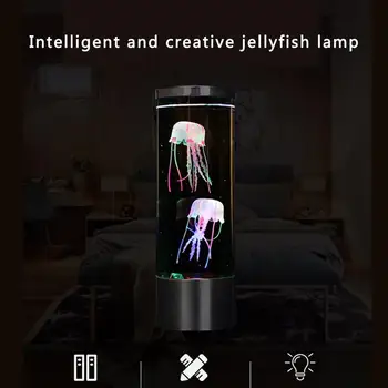 LED de Medusas de la Lámpara de Luz de la Noche USB Alimentado por Batería que cambia de Color Faro de Acuario Tanque de Medusas Casa Dormitorio Decoración
