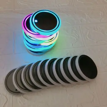 LED del Coche de la Montaña rusa de las Luces de 7 Colores que cambian de Carga USB Mat Luminiscente de la Copa de la Almohadilla
