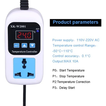 Led Digital Termómetro Controlador de Temperatura del Termostato de la Incubadora de Control del Microordenador de Retardo de Inicio Con Sonda de 110-220V 1500