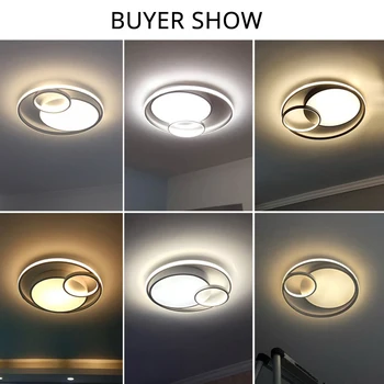 LED moderna Lámpara de Techo Para el Dormitorio, Sala de Estudio, Blanco Negro Gris Marco de la Iluminación Interior Luces de Lampadario Luminaria Lustres