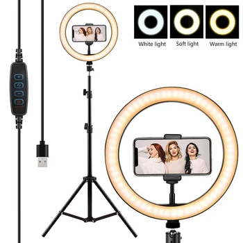 LED Selfie Regulable Anillo de Luz con base de Trípode de Fotografía Iluminación Profissional de la Cámara de Maquillaje de la Foto de YouTube TikTok Anillo de la Lámpara