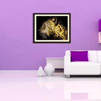 Leopardo 5D BRICOLAJE Diamante de Lleno a la Pintura de la Ronda de Perforación AB Resina Bordados de Animales Mosaico de Arte de diamantes de Imitación de Pegatinas Decoración casera de la Pared