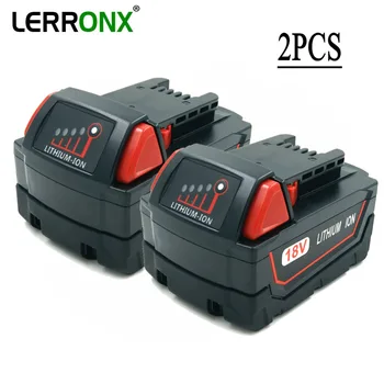 LERRONX 2PCS 18V 5.0 Ah Li-ion de Perforación de reemplazo recargable de la batería para Milwaukee M18 Herramientas eléctricas 48-11-1840 48-11-4850 Li18