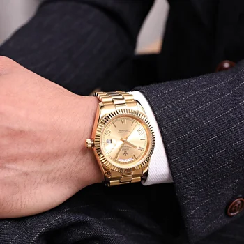 LGXIGE de la Marca de Lujo de los Hombres Relojes Automáticos del Reloj de Oro de los Hombres datejust de Acero Inoxidable de la prenda Impermeable de Negocio tradicionales Reloj Mecánico