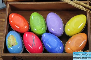 Libre de la nave!1lot=16pc!nuevo huevo de Pascua de la lata / creativo dulces de cuento de Hadas de huevo de hierro de la caja de regalo / en forma de huevo de la lata/caja de lápiz 76359