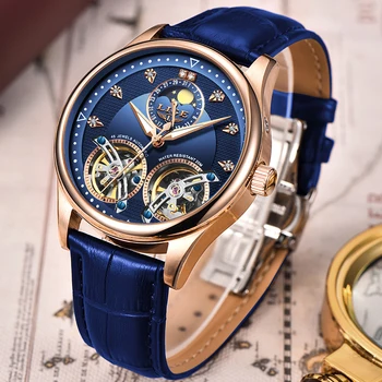 LIGE Nuevo Negocio de los Hombres Reloj Mecánico Automático de Tourbillon Relojes de Moda de Cuero Impermeable del Deporte de Alta Calidad el Reloj de los Hombres de 2020
