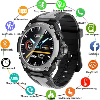 LIGE Reloj Inteligente de los Hombres de Música Bluetooth Monitor de Ritmo Cardíaco de la Actividad de Seguimiento de la Aptitud Reloj al aire libre del Deporte de la prenda Impermeable IP68 Smartwatch 6459