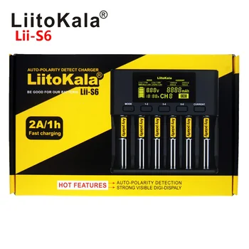 Liitokala Lii-S1lii-S2 lii-S4 lii-S6 Cargador de batería Auto-detección de polaridad inversa Para 18650 batería 26650 18350 18340 de li-ion, Ni-MH