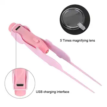 Limpiador del oído Kit de Limpieza de Oídos Conjunto de herramientas de USB Recargable Limpiador del Oído Pinzas de depilar con Luz LED de Cuidado de la Salud de la Herramienta