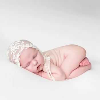 Lindo Gorro para el Bebé Recién nacido de Algodón de Encaje de Sombreros y Gorras Bebé Bebe bordado de la Flor de la Tapa de la Fotografía de la Correa de Sombreros 2Colors