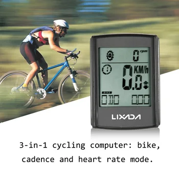 Lixada Multifuncional 3-en-1 Wireless Cycling Computer Cronómetro LCD de Ordenador de la Bicicleta Cadencia Monitor de Ritmo Cardíaco de la Correa de Pecho