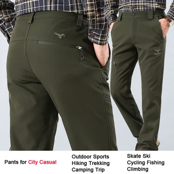 LOMAIYI de los Hombres de Invierno Pantalones de los Hombres Caliente Softshell Pantalones Masculinos Pantalones Casuales Masculino Militar Pantalón Impermeable Con Forro Polar AM352