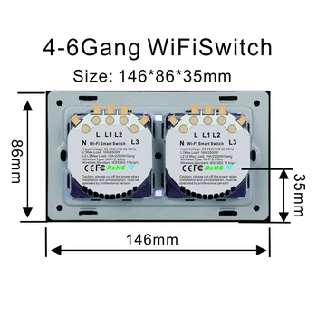 Lonsonho WiFi Smart Switch Tuya eWeLink 4 5 6 Pandilla de Vidrio del Panel Táctil Interruptor de Pared Inalámbrico de Control de Alexa principal de Google Compatible