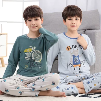 Los adolescentes Pijama de Manga Larga Algodón Pijamas de los Niños Grandes, Ropa de Conjuntos de dibujos animados de Niños ropa de dormir Pijamas para Niño de 6 8 10 12 14 16 Años