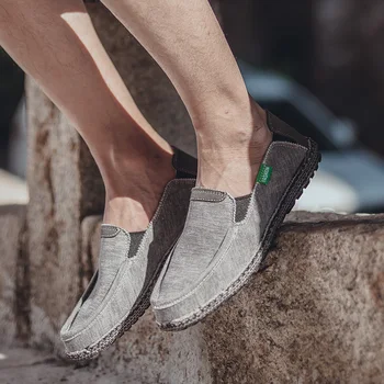 Los Hombres Zapatos De Lona Transpirable Casual Zapatos De Conducción De Deslizamiento Fácil De Usar Alpargatas Hombres Plano De Los Zapatos De Los Hombres De La Moda De 2019 Para Los Hombres Mocasines