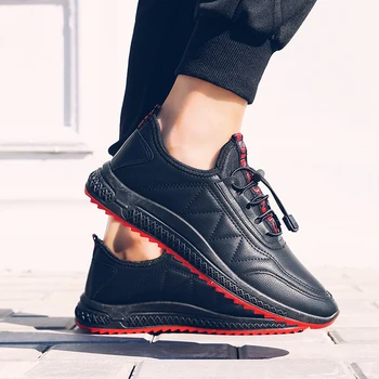 Los Hombres Zapatos Impermeables Cómodo Cálido De Cuero Zapatos De Deporte Para Los Hombres De Caminar Al Aire Libre Ligero De Zapatillas De Deporte Negro Tamaño 39-44