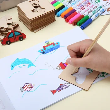 Los niños de la Ayuda de Dibujo de Conjunto de Juguetes De 32 Piezas de la Plantilla de Pintura para Niños Juguetes Educativos de los Niños a Crecer Compañeros de juego Regalos Completo