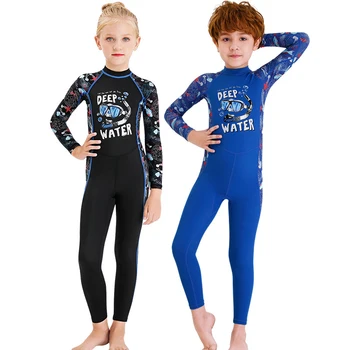 Los niños de Una sola pieza de los Niños Traje de Buceo Traje de Surf para chicos chicas Mantener Caliente de manga Larga protección UV trajes de baño Nuevo 2020 141292